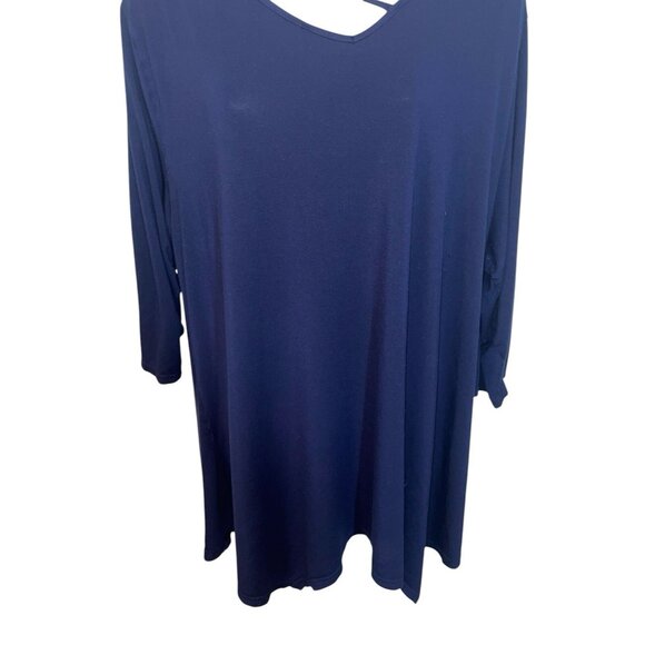 ZERDOCEAN Women's Plus 3X Navy Blouse Knit Blouse - Picture 4 of 11